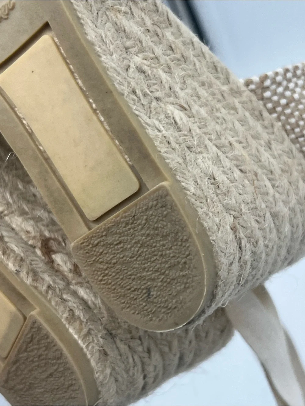 Castaner Cream Canvas Espadrille Wedge Sandals with Ankle Ties